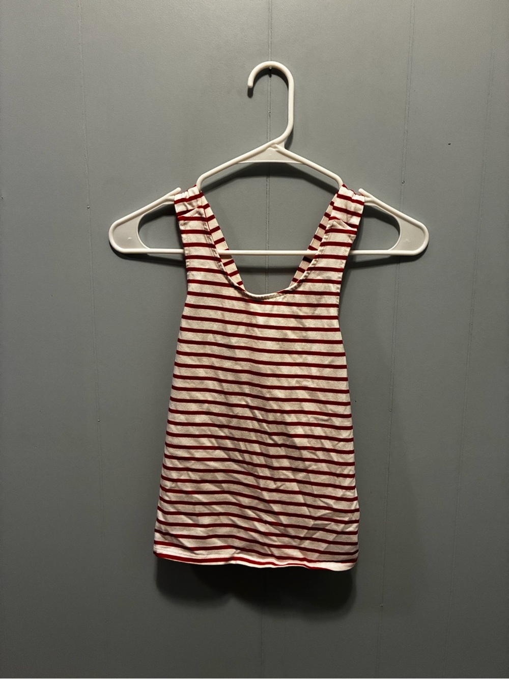 Source Unknown Red and White Striped Kids Tank Top